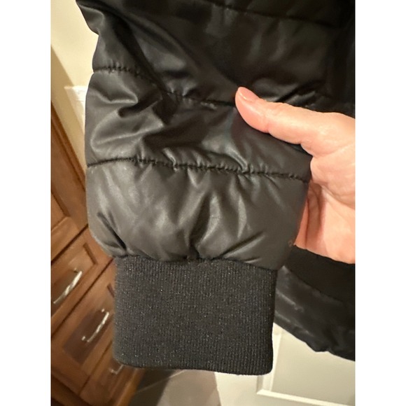 Quilted Puffer Coat XS Black Longline Drawstring Waist Zip Pockets Kenneth Cole - Picture 9 of 14